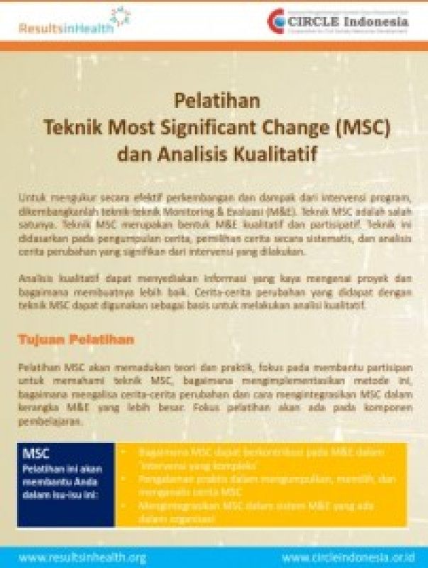 Pelatihan Teknik Most Significant Change (MSC) dan Analisis Kualitatif 1 – 4 September 2015