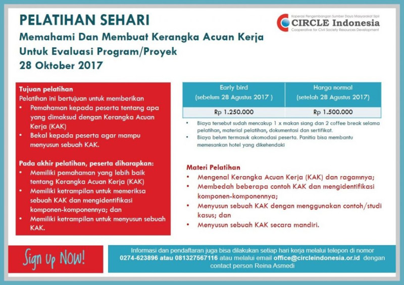 Pelatihan Memahami dan Membuat Kerangka Acuan Kerja untuk Evaluasi Program, 28 Oktober 2017