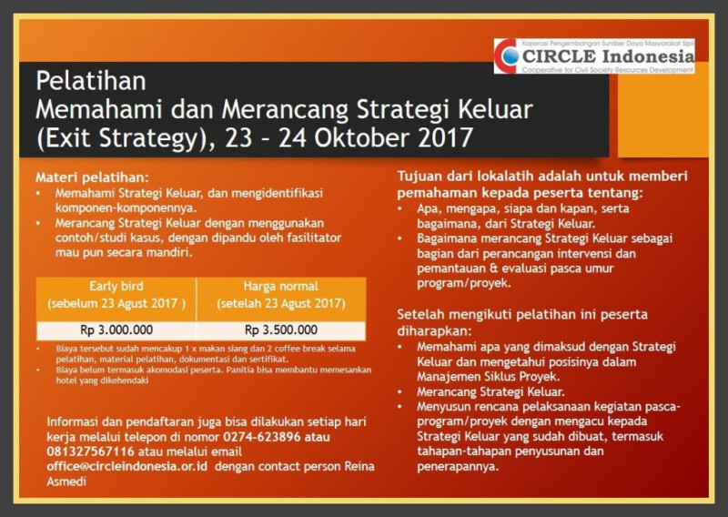 Pelatihan Memahami dan Merancang Strategi Keluar (Exit Strategy), 23 - 24 October 2017