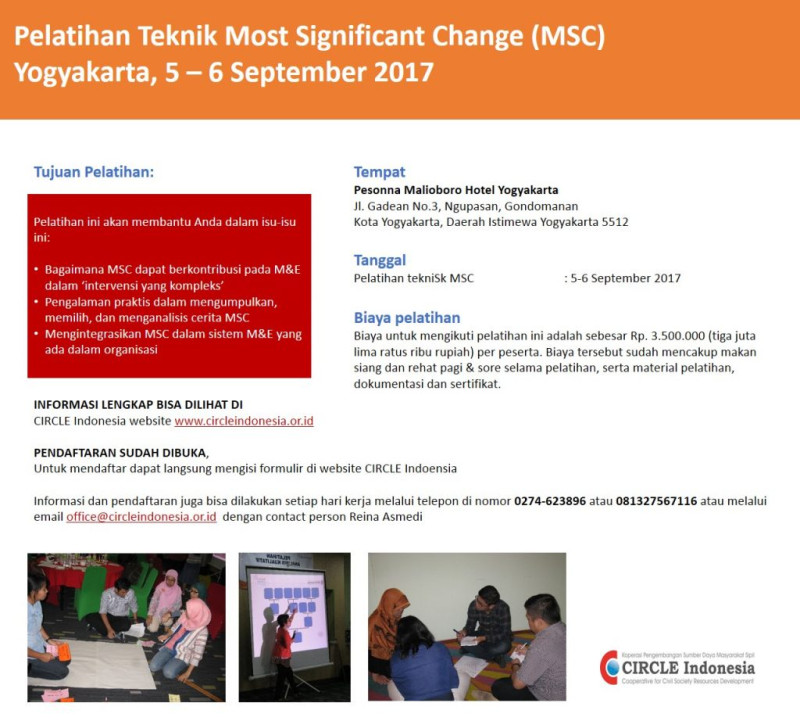 Pelatihan Most Significant Change (MSC) Technique – Yogyakarta, 5-6 September 2017