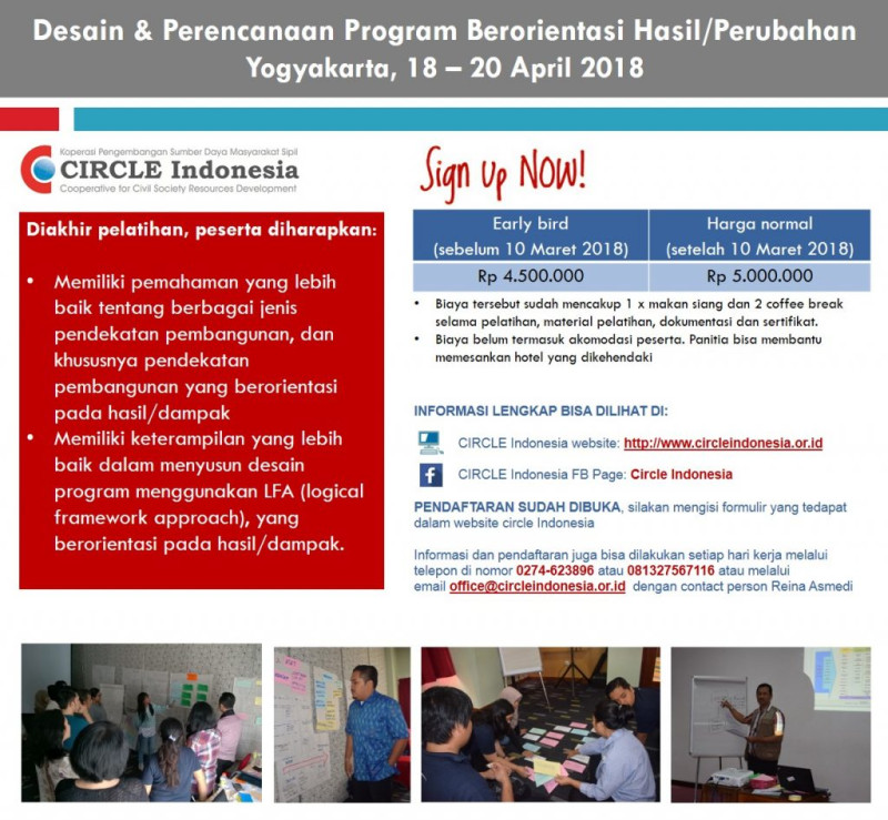 Pelatihan Desain & Perencanaan Program Berorientasi Hasil/Perubahan, 18 – 20 April 2018