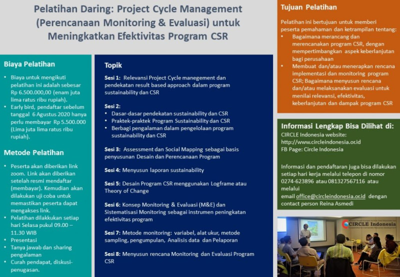 Pelatihan Daring: Project Cycle Management (Perencanaan Monitoring & Evaluasi) untuk Meningkatkan Efektivitas Program CSR.